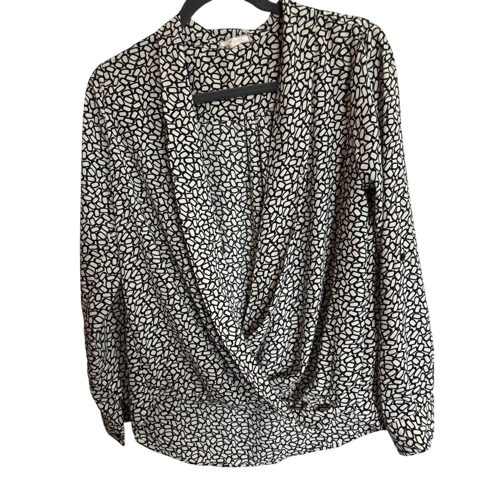 Pleione Blouse Medium Geometric Print Polyester Open Front Office Wear Night Out